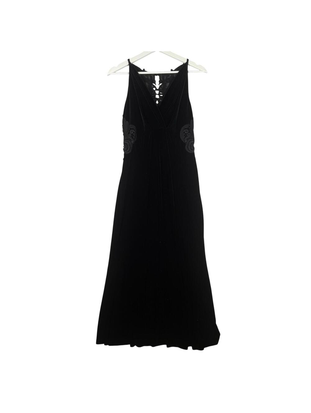 Jessica McClinktlock Women's Size 10 Black Velvet Velour Sleeveless Maxi Dress